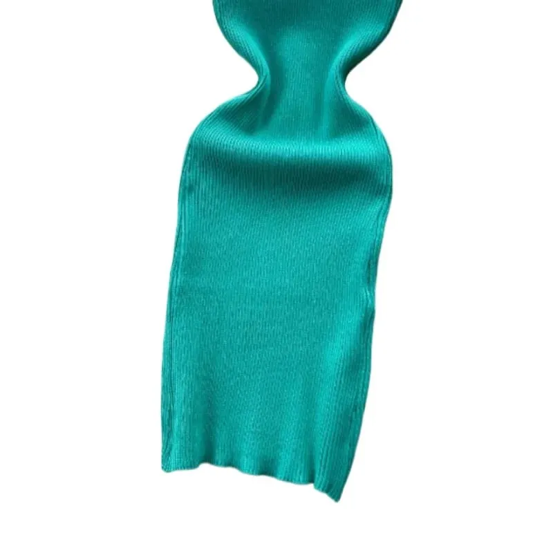 Women's Green Halter Short SundressSleeveless Ribbed Knit Stretchy Bodycon Mini Dress Slim Fit Casual Night Club Party Outfit — image 4