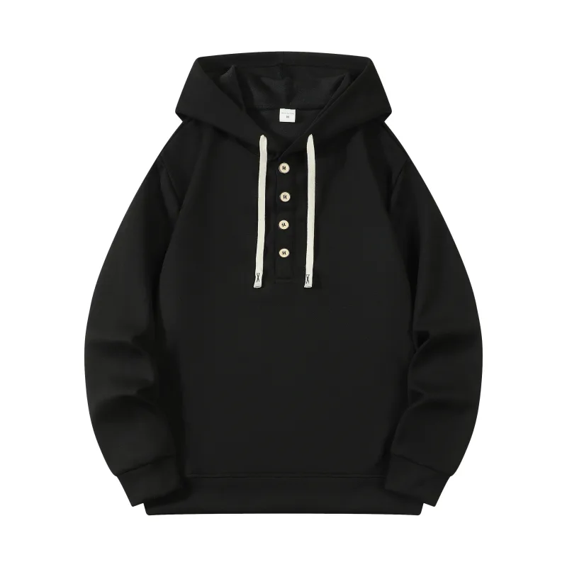 Four button hooded sweatshirt autumn winter men's new long sleeved hooded sweatshirt fashionable and casual men's sportswear, — image 14