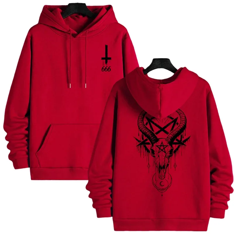 Autumn Winter Male Top Casual Pullover 666 & Inverted Cross Men's Gothic Hoodies Demonic Horror Face Print Sweatshirt Streetwear — image 6
