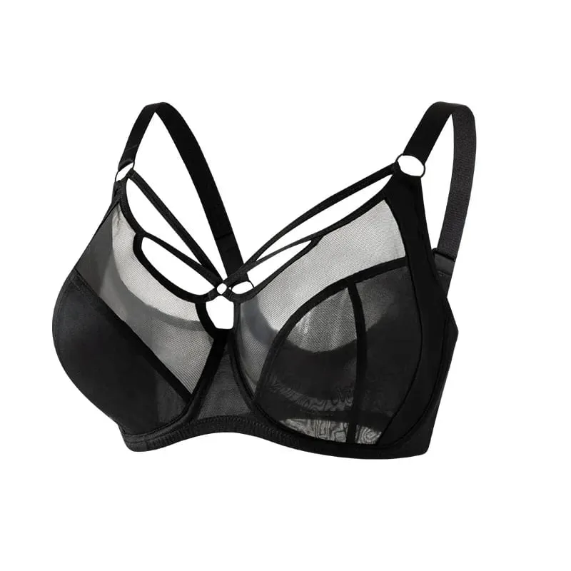 Plus Size Bra Set D-L Cup Minimizer Full Coverage Lingerie Anti Sagging Push Up Breathable Mesh High Waist Panties Women — image 2