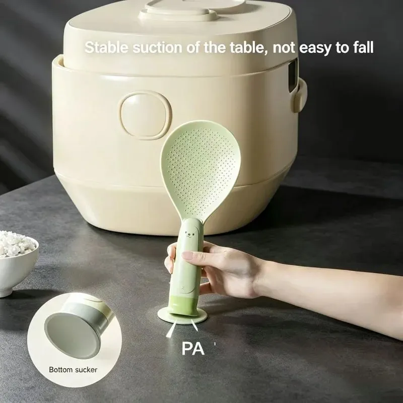 1 Piece Suction Cup Standing Rice Spoon Non‑Stick Heat‑Resistant Self‑Stand Rice Paddle for Rice Cooker Serving Cooking — image 3