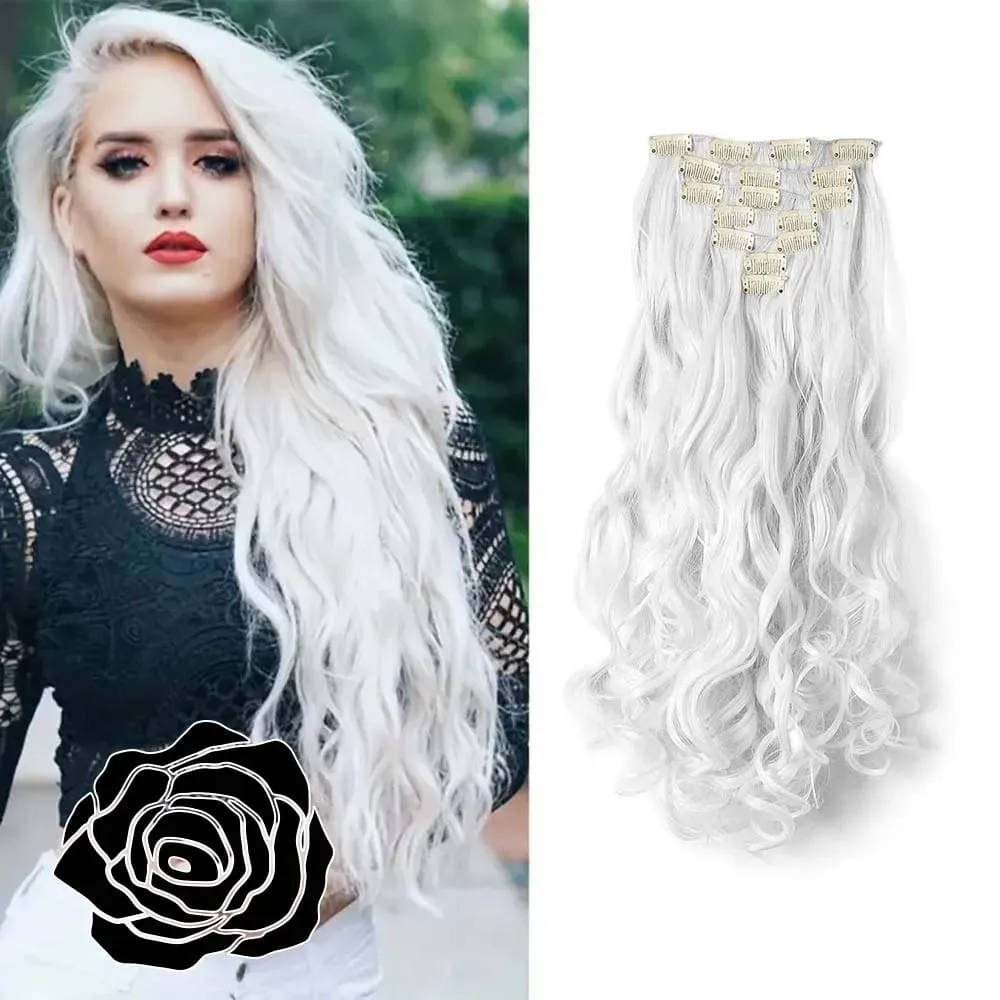 7pcs/set 22inch Elegant Wavy Clip-In Hair for Instant Volume & Everyday Glamour Suitable For All Women Synthetic Extension
