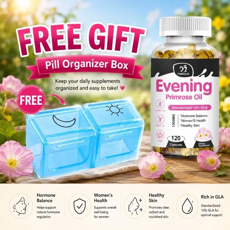 Aceite de onagra 1300 mg con rico GLA y nutrientes esenciales Equilibra las hormonas apoya la comodidad de las mujeres y mejora la salud de la piel — image 1