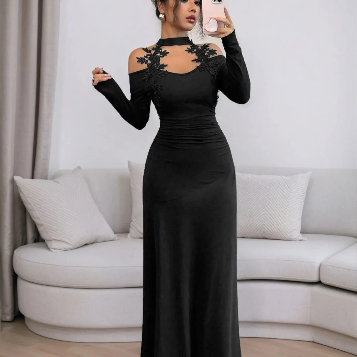Fashion Dresses for Women Slim Long Sleeve Halter Women Dress Package Hip Long Dress Women Vestidos De Verano Mujer — image 5