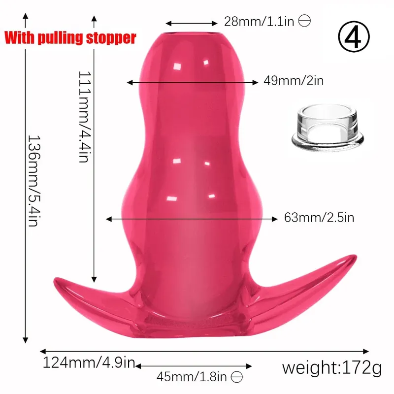Paarse TPE holle tunnel buttplugset - Afgestudeerd open anale brancardpluggen Flexibel seksspeeltje voor mannen en vrouwen