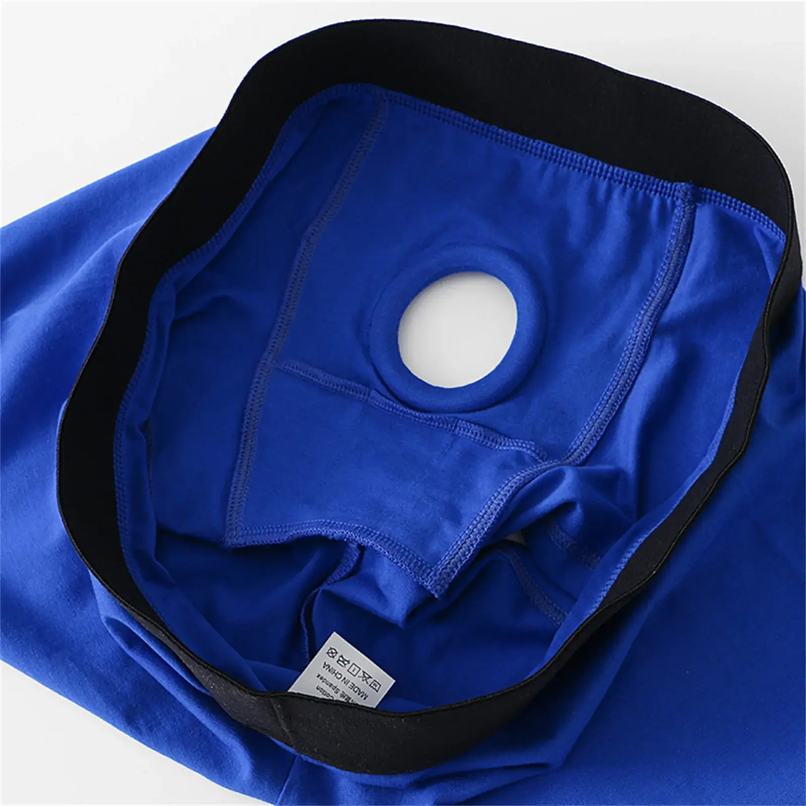 Erkek Boksörler Ön Delik Kese Iç Çamaşırı Silikon Cockring Seksi Boxershorts Geniş Kemer Pamuklu Külot Iç Çamaşırı Oymak