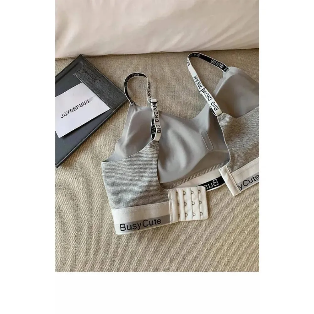 2026 New Letter Seamless Bra Set Wireless Comfort Support Small Bust Lift Anti-Sag Daily Sport Women Lingerie Underwear 32-38ABC
