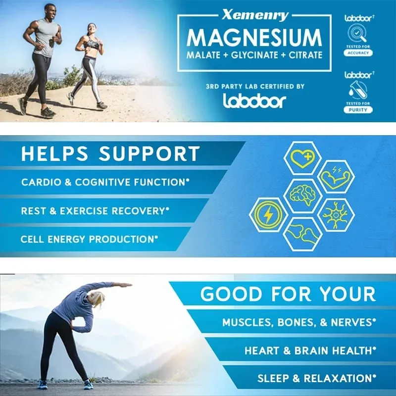 Triple Magnesium Complex Supplement - Innehåller magnesiumglycin Äppelsyra och citrat för att slappna av musklerna och förbättra sömnen — image 3