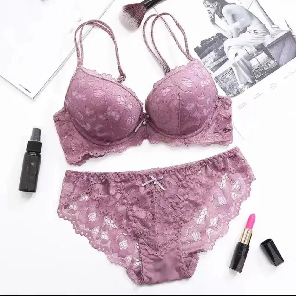 Comfortable Mesh Lace Flower Bra Low Waist Bowknot Bra Panties Set Lingerie Intimates Seamless Underwear Set Girl — image 3