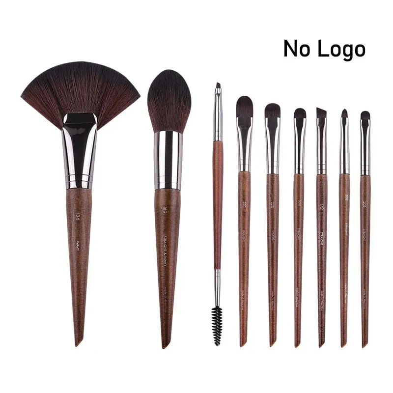 Pennelli per trucco occhi in legno naturale set completo Ombretto Pro Crease Kit per trucco sfumino evidenziatore sopracciglio Pennello per ciglia labbra pratico — image 23