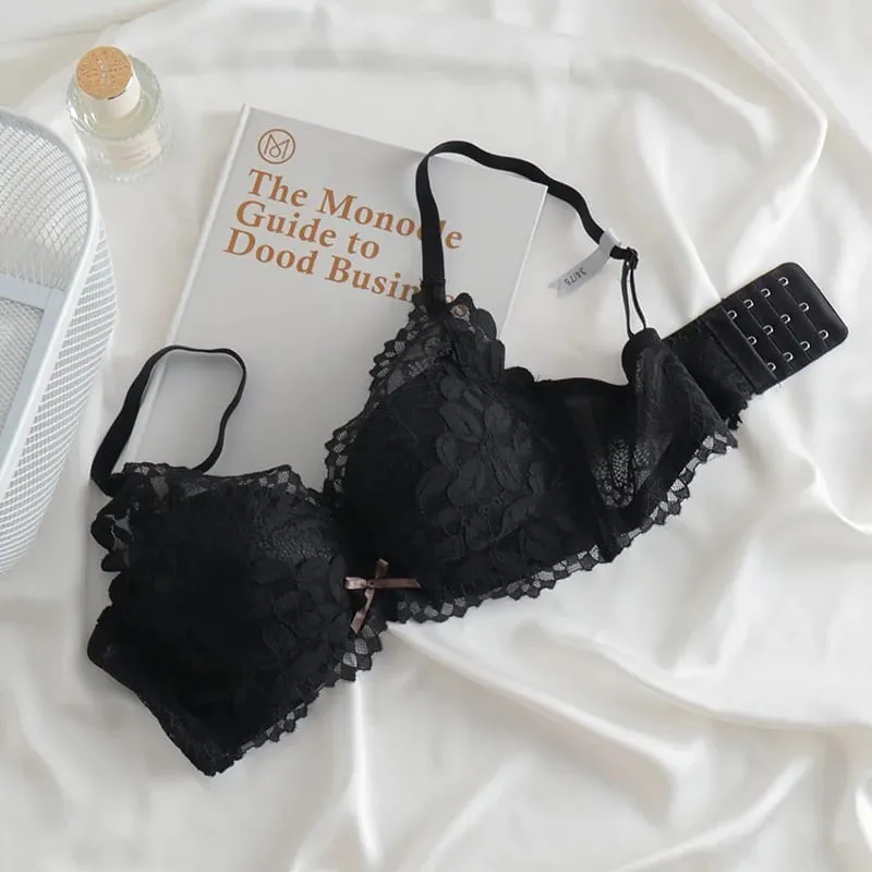 Push Up Bra for Small Breasts Lift & Gather Unpadded Lace Bra Set Adjustable Anti-Sagging Wireless Comfort Luxury Lingerie — image 9