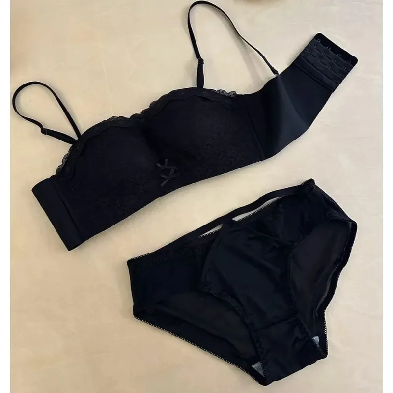 Floral Lace Strapless Bra Set 32‑38 Push‑Up For Small Chest Sexy Tube Top Anti Slip Seamless Beauty‑Back Daily Comfort Underwear — image 6