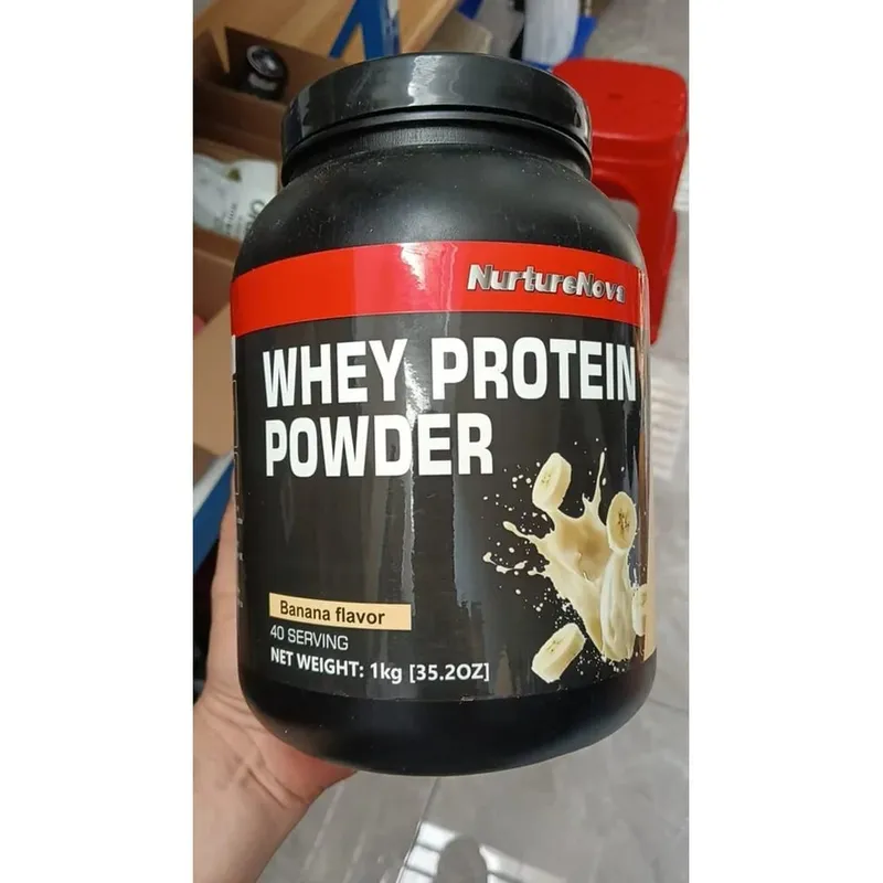 NurtureNova Whey Protein Powder with Taurine and Vitamins A D E C Zinc Banana Flavor 30 G Protein Per Serving 40 Servings