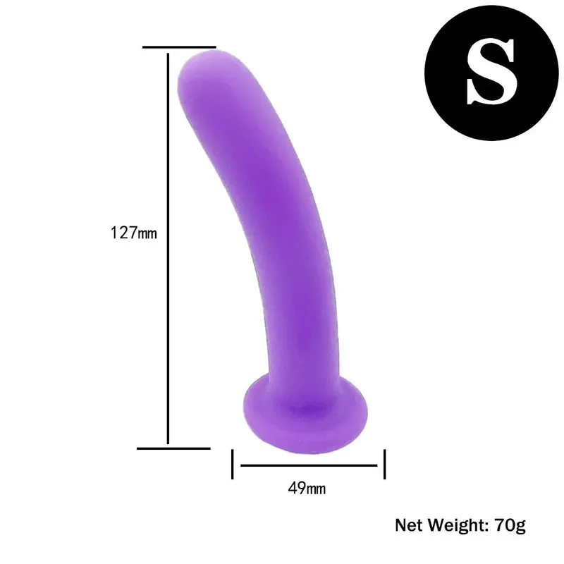 Adjustable Silicone Strap On Dildo Harness with Strong Suction Cup Slim Curved Pegging Dildo Wearable Sex Toy for Women Men Cou