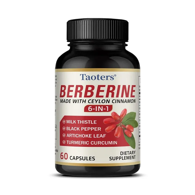 6 in 1 Supplement Berberine with Ceylon Cinnamon Turmeric Milk Thistle Artichoke Black Pepper Support Digestive Liver Health