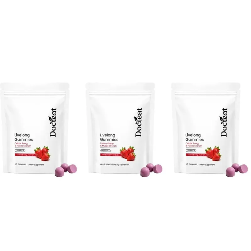 Docteat Urolithin A Gummies 500mg por porção Sabor morango Suporte diário para bem-estar celular 60 gomas para homens e mulheres — image 9