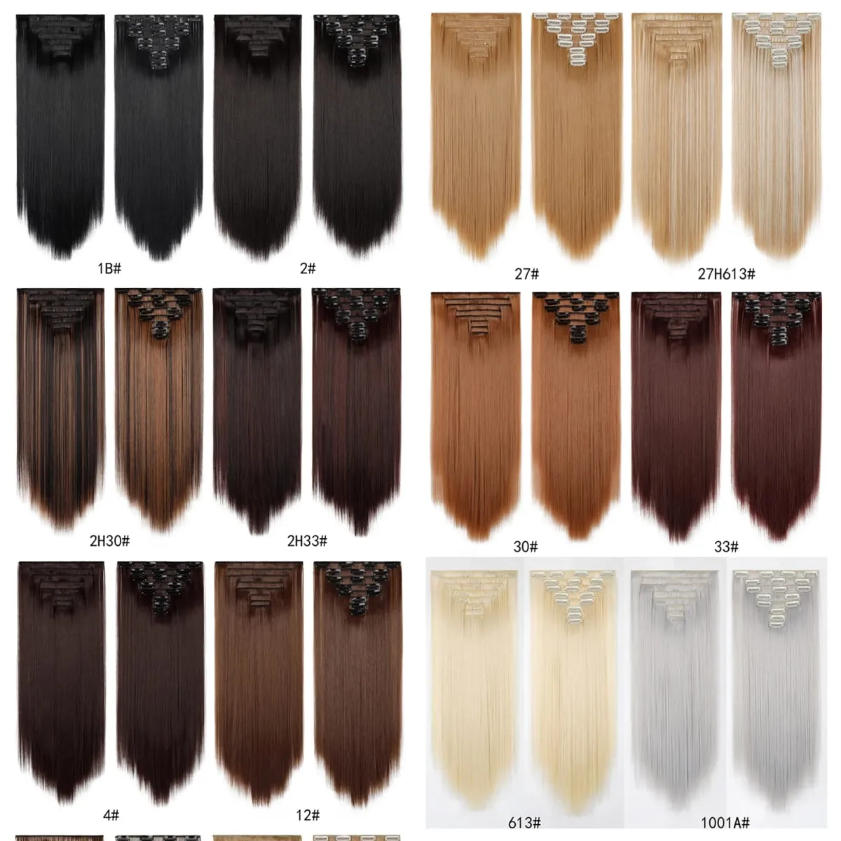 8pcs/set Long Straight Matte Synthetic Clip-In Hair Extensions Full Head Extension Hairpieces for Women