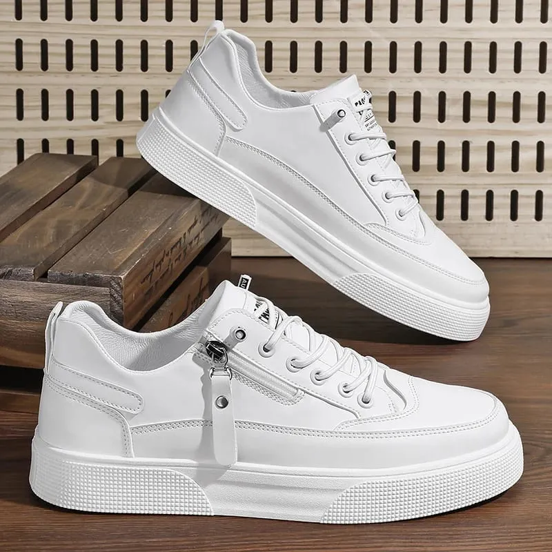 Men's Street Fashion Skateboard Shoes Versatile Sport Casual Sneakers Youth College Style White Shoes — image 3