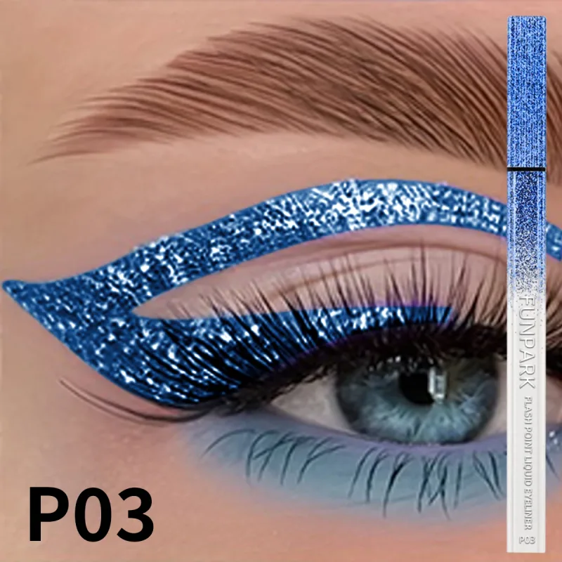 1 STK Glitter Flydende Eyeliner Blyant Vandtæt Lilla Pink Blå Eye Liner Pen Langtidsholdbar Hurtigttørrende øjenmakeup til kvinder — image 7