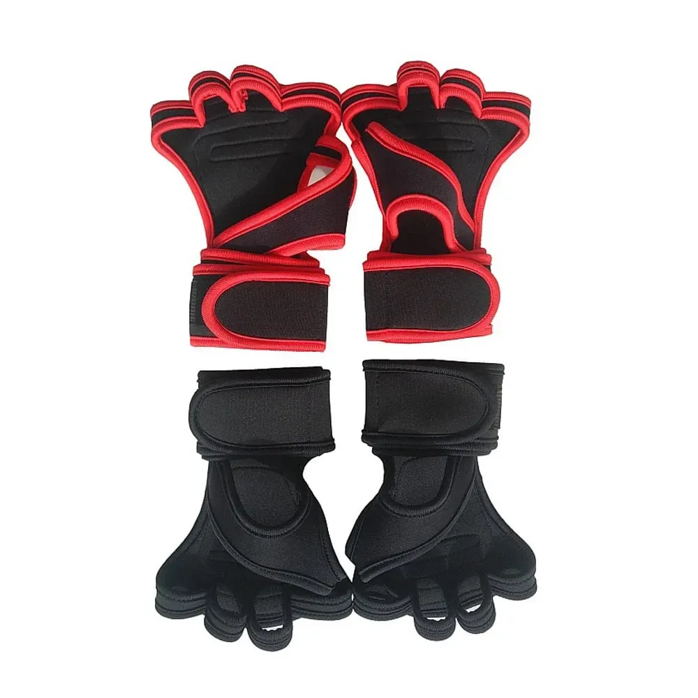 2PCS Training Sport Gloves for Men Women Workout Gloves Fitness Body Building Weightlifting Gym Hand Wrist Palm Protector Gloves — image 2