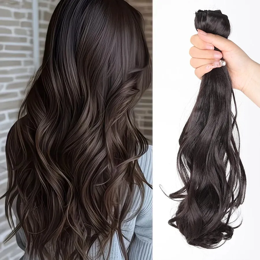 3Pcs Synthetic Wavy Hair Clip Pieces Fluffy Lazy Style Hair Extensions Fashion Hair Accessories For Women