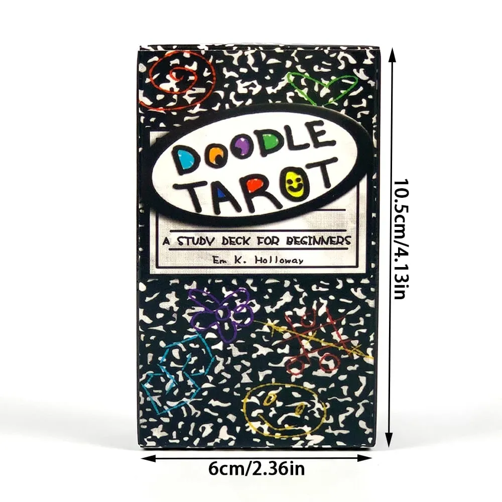 Doodle Tarot Cards 78 Version anglaise Divination Borad Games Jeu de cartes mignon dessiné à la main pour les débutants et la lecture spirituelle