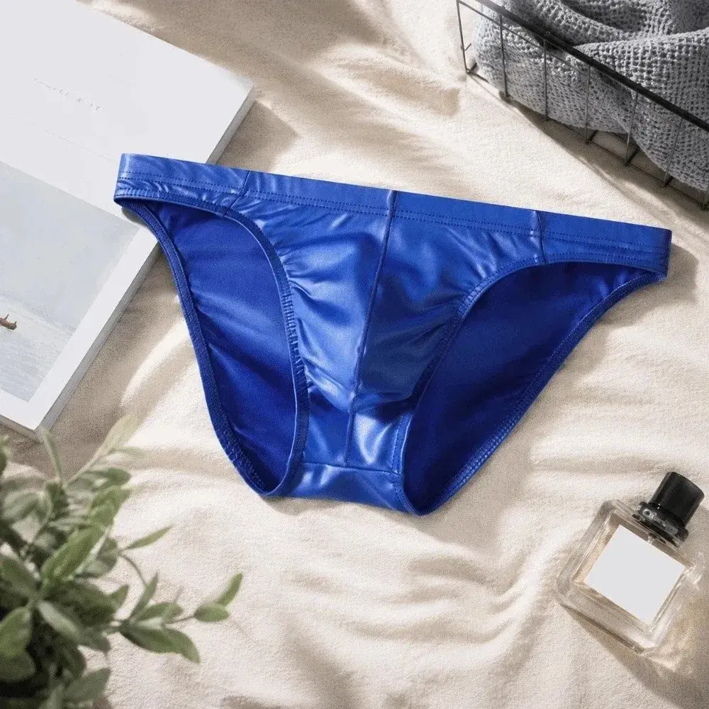 Comfortable Bulge Pouch Men Underwear Low Waist Lingerie Satin Silk Briefs Underpants Solid Color Panties Gifts — image 11