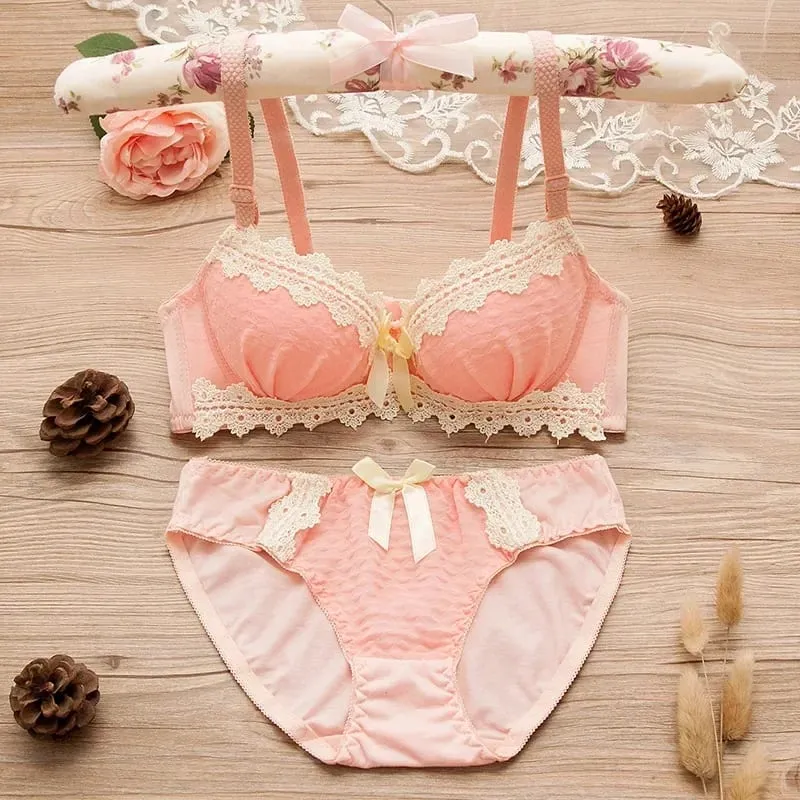Vintage Girls Bra Set Sexy Thin Bras Pantys Women Seamless Brassiere Low Wasit Fitness Underwear Set Adjustable Plaid Lingeries — image 4