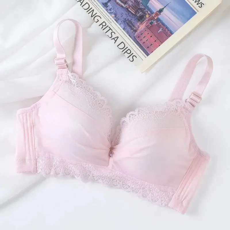 Ultra-Thick Push Up Bra with Side Support 8cm Thick Cups Lace Gathered Lingerie Wireless Full Coverage Bra for A/B Cup — image 11