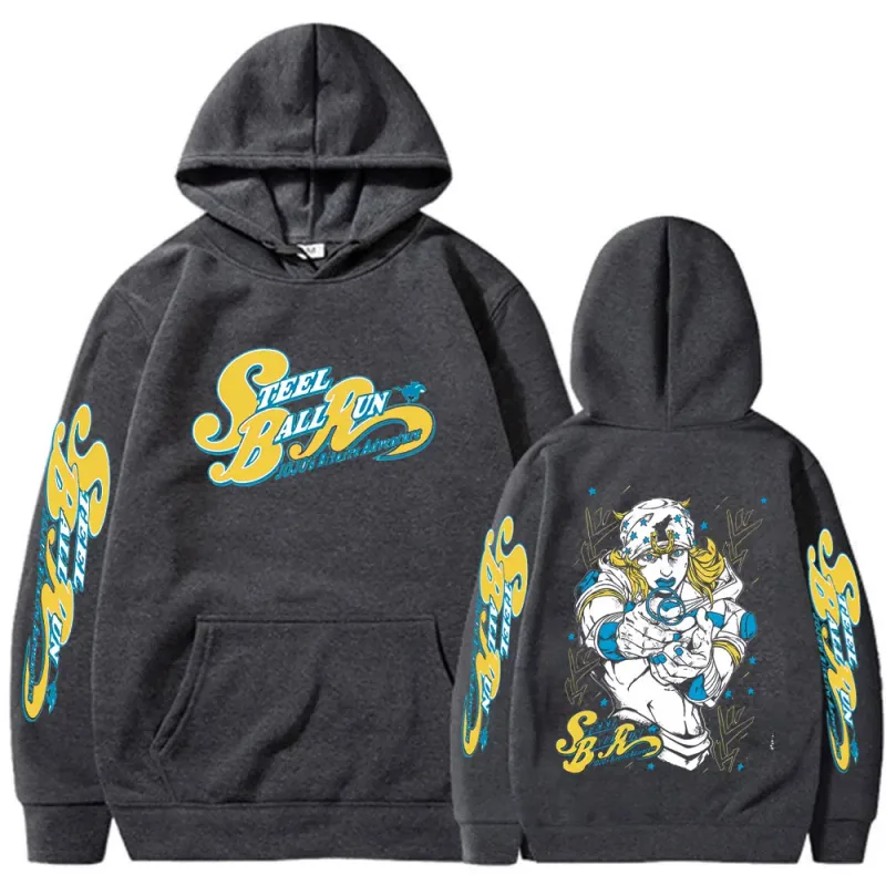 Anime Jojo Bizarre Adventure STEEL BALL RUN Jonathan Joestar Hoodies Men Women Clothing Hip Hop Oversized Hooded Sweatshirts — image 9