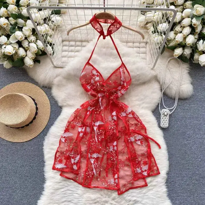 Woman Plus Size Sexy V-Neck Strap Dress Lace Trim Slim Short Dress Women Fashion Comfortable Dress Party Hotsweet — image 10