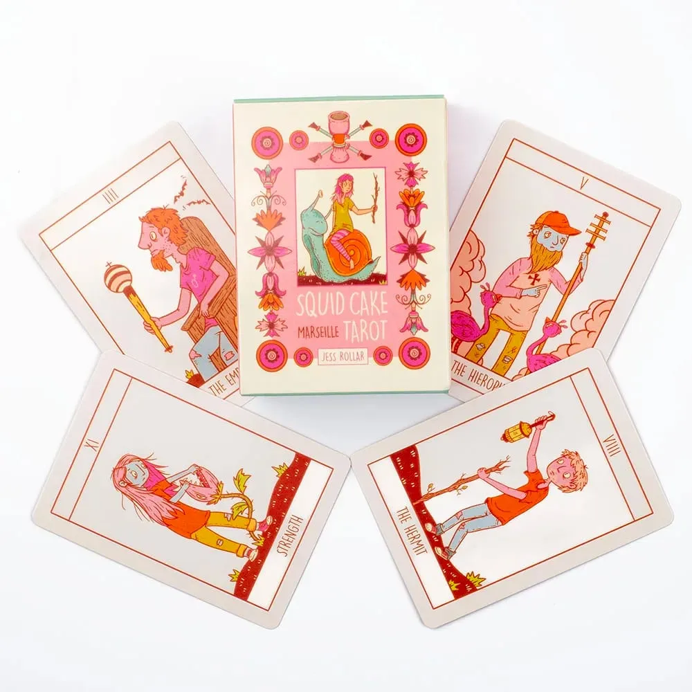 Squid Cake Tarot 78-Card Deck Board Game with Knights Riding Creatures Quirky Faces and a Delicious Color Palette 8.9 x 6.3 cm — image 1