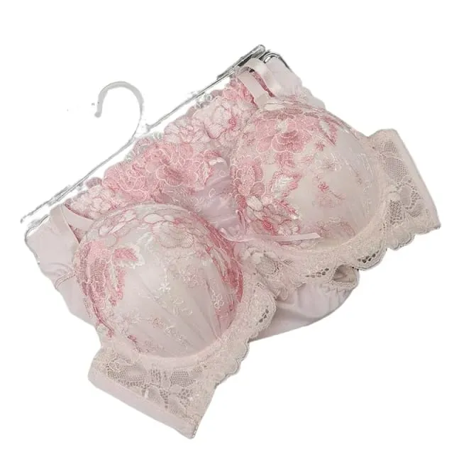 Sexy lace girls bra set gathered up support not run cup underwear women push up skin-friendly lingerie panties suit — image 2