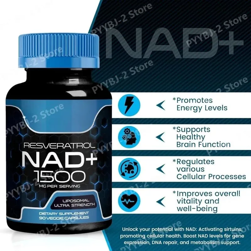NAD+ Capsules met Resveratrol Kruiden Antioxidant Supplement Ondersteuning Cellulaire Gezondheid Energie & Anti Aging voor Vrouwen Mannen 90 stuks — image 2