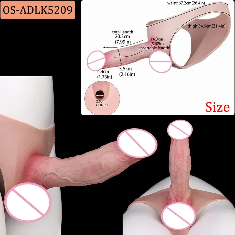Silicone Strapon Hollow Penis Panties Ultra Real Penis Sleeve насадка на член 18+ Male Cock Extender Adult Sex Toys — image 11