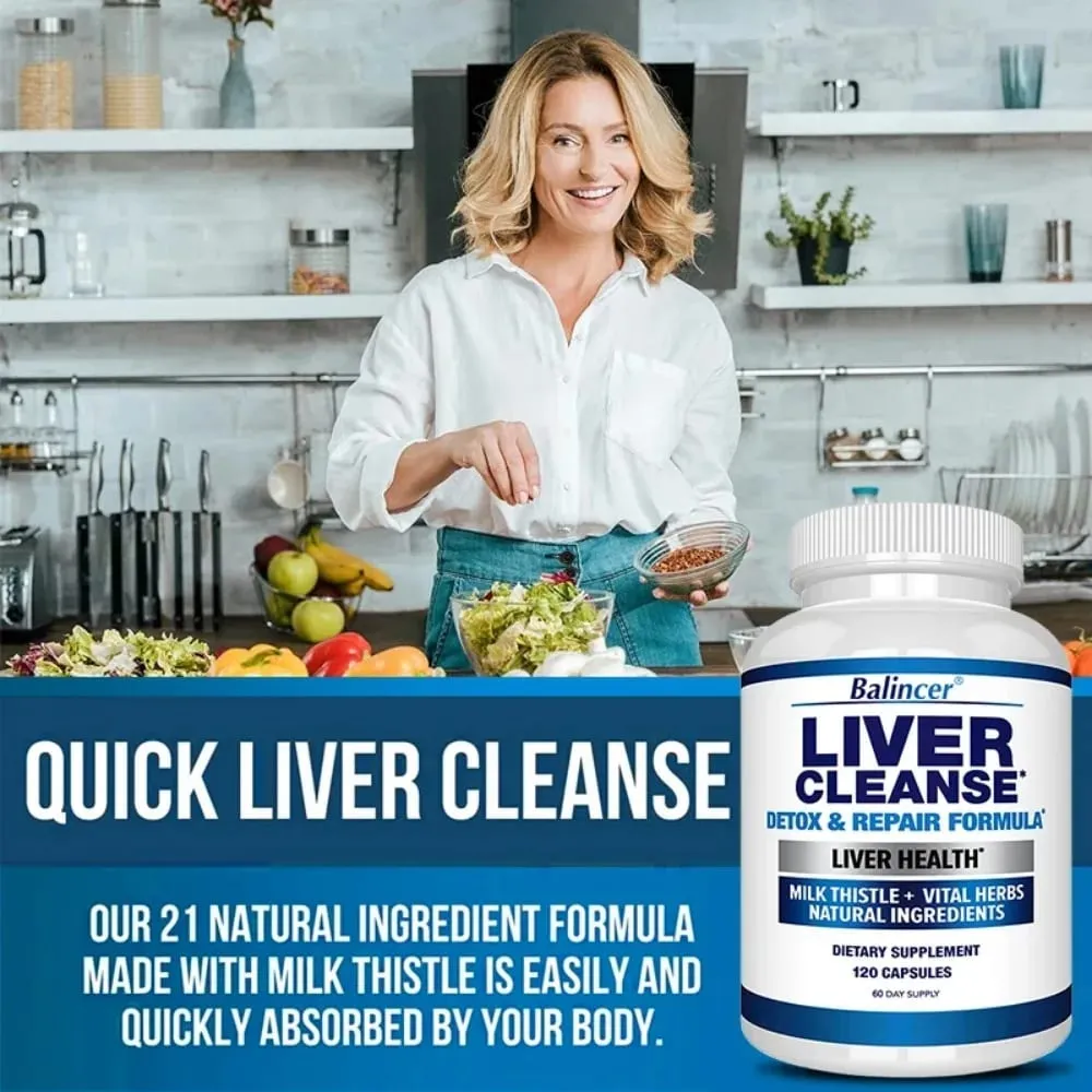 Liver Cleanse Detox & Repair Fatty Liver Formula - Milk Thistle Silymarin Artichoke Extract Dandelion - Liver Health