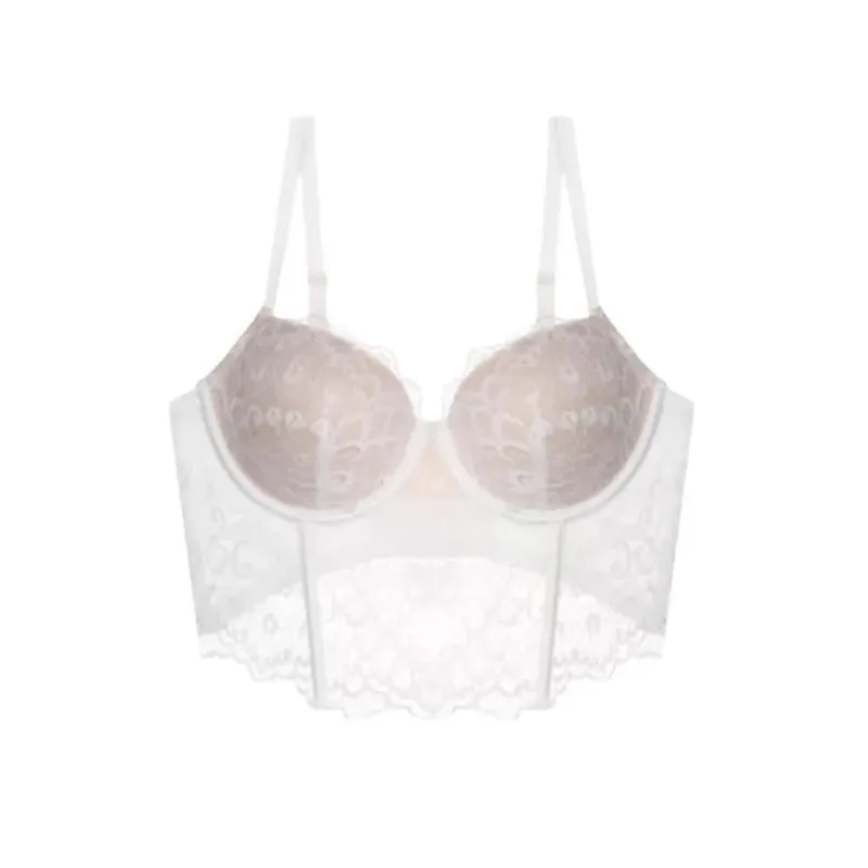 Women French Lace Fishbone Bra Soft Underwire 3/4 Cup Push‑Up Anti Sag Lingerie Slim Side Boob Control Sexy Ladies Underwear — image 6