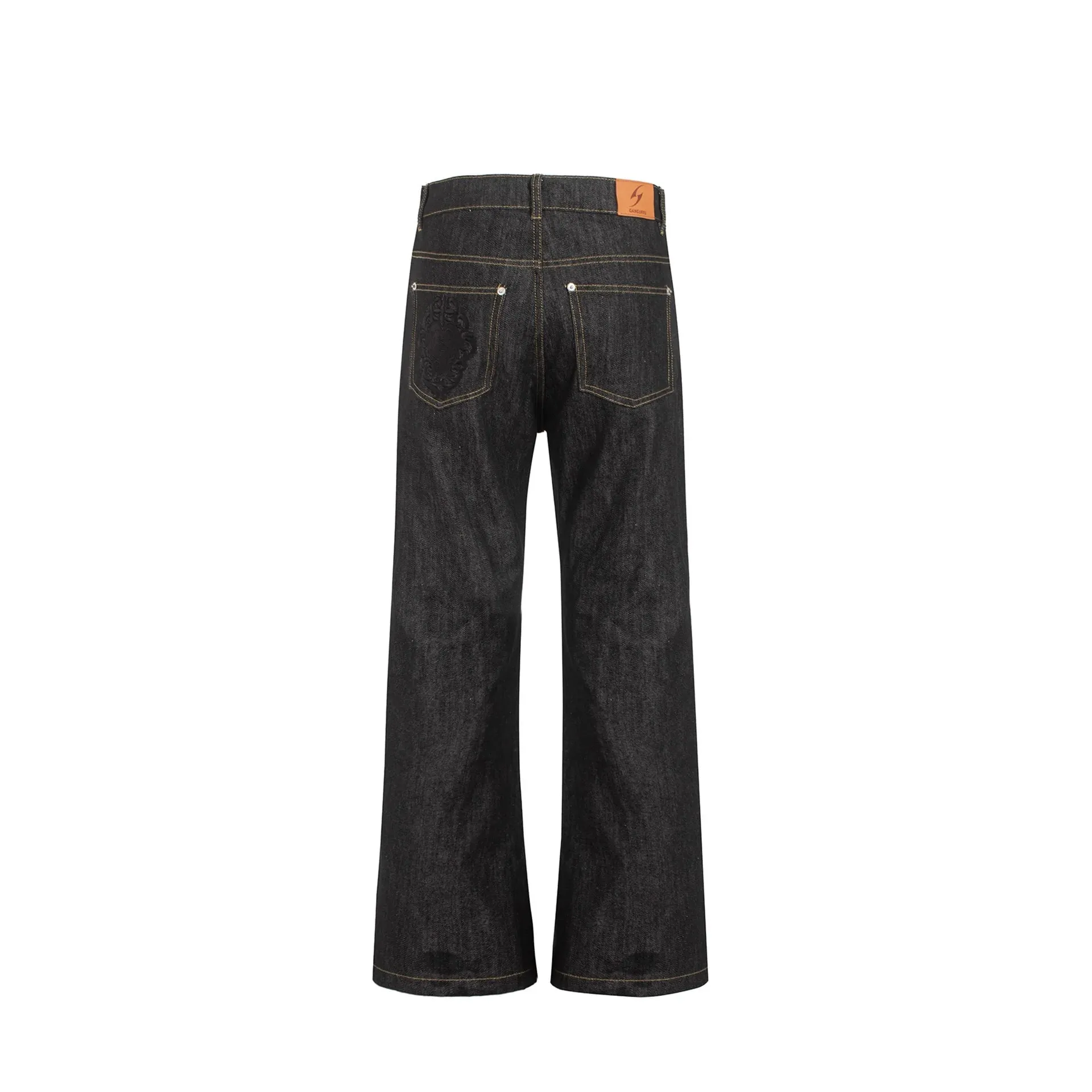 2026 Spring Original Cow Scimitar Bootcut Jeans Men's Commuter Pants Embroidered Trousers — image 5