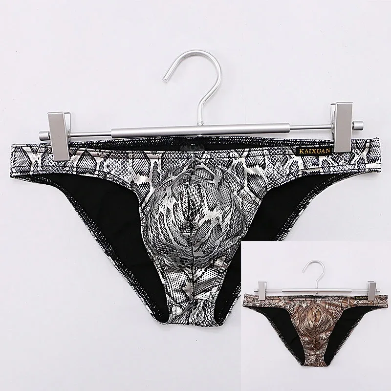 Mens Snake Skin Patterned Briefs with Sexy Bulge Pouch Bikini Underwear Comfortable Underpants by WANGJIANG Brand — image 27