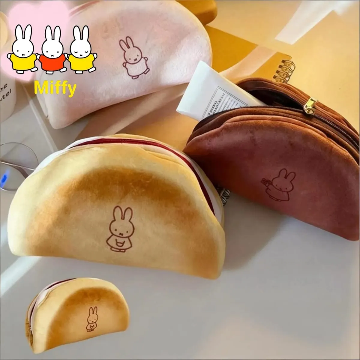 Kawaii Mifune Rabbit Bread Pencil Case Trendy Creativity for Students' Stationery Macaroon Japanese Cartoon Makeup Storage Bag — image 1