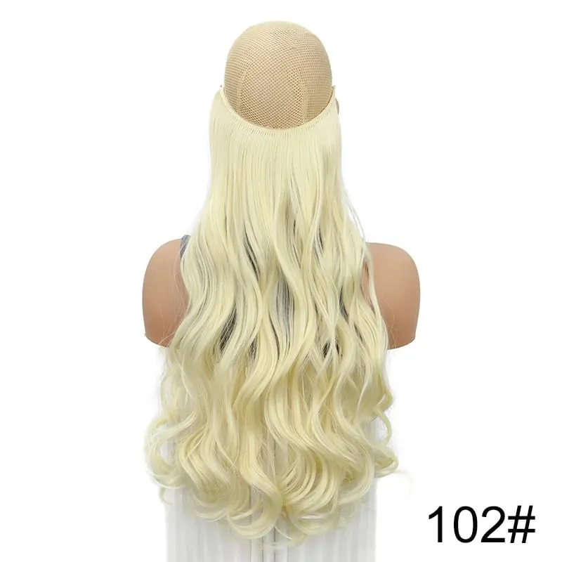 18Inch Synthetic Long Curly Fish Line Hairpiece Invisible Wire Halo Hair Extensions Heat Resistant Fluffy for Daily Styling — image 12