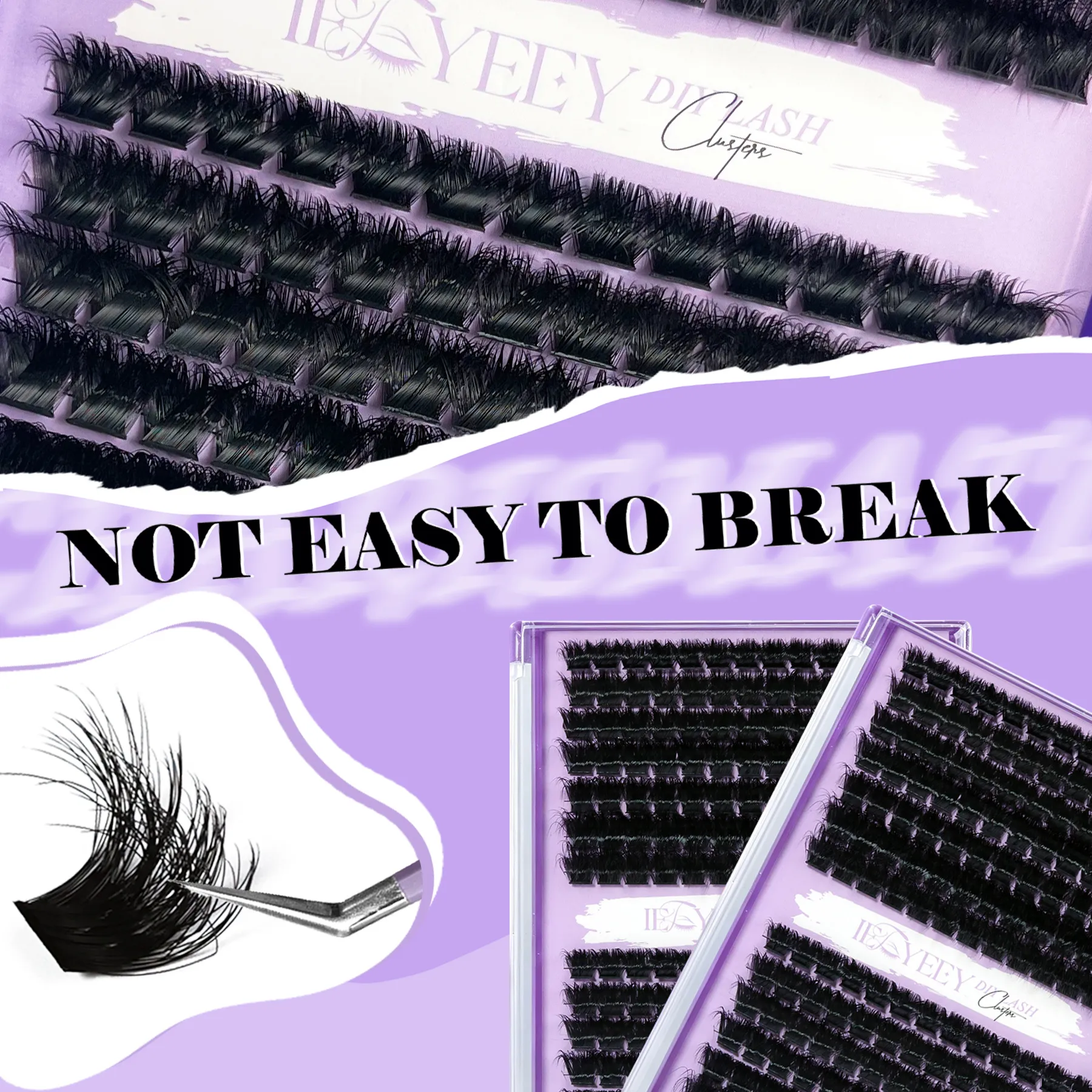 5D Volume Fluffy Lashes Clusters 50D-150D Natural Thick Mink Cluster Lashes 10-18mm Mixed Length DIY Eyelash Extensions