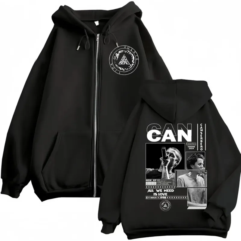 Canserbero Allt vi behöver är kärlek Muerte Vida Merch Zipper Hoodie Herrmode Hip Hop Zip Up Sweatshirts Casual Fleece Pullovers — image 14