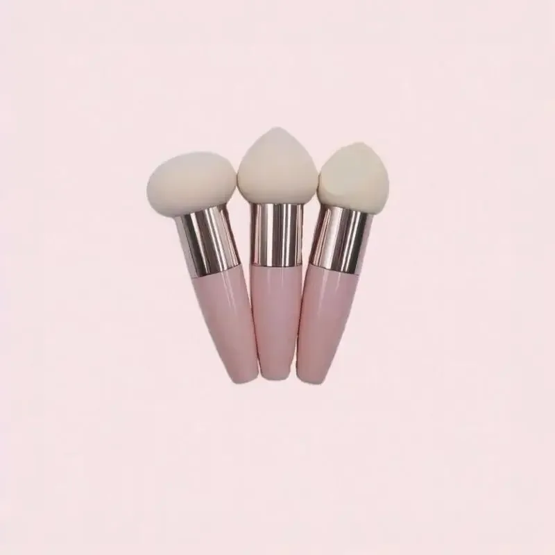 (.) 3PCS Mushroom Head Makeup Brushes Women Beauty Foundation Sponge Powder Puff With Handle Smooth Shaped Cosmetic Tool