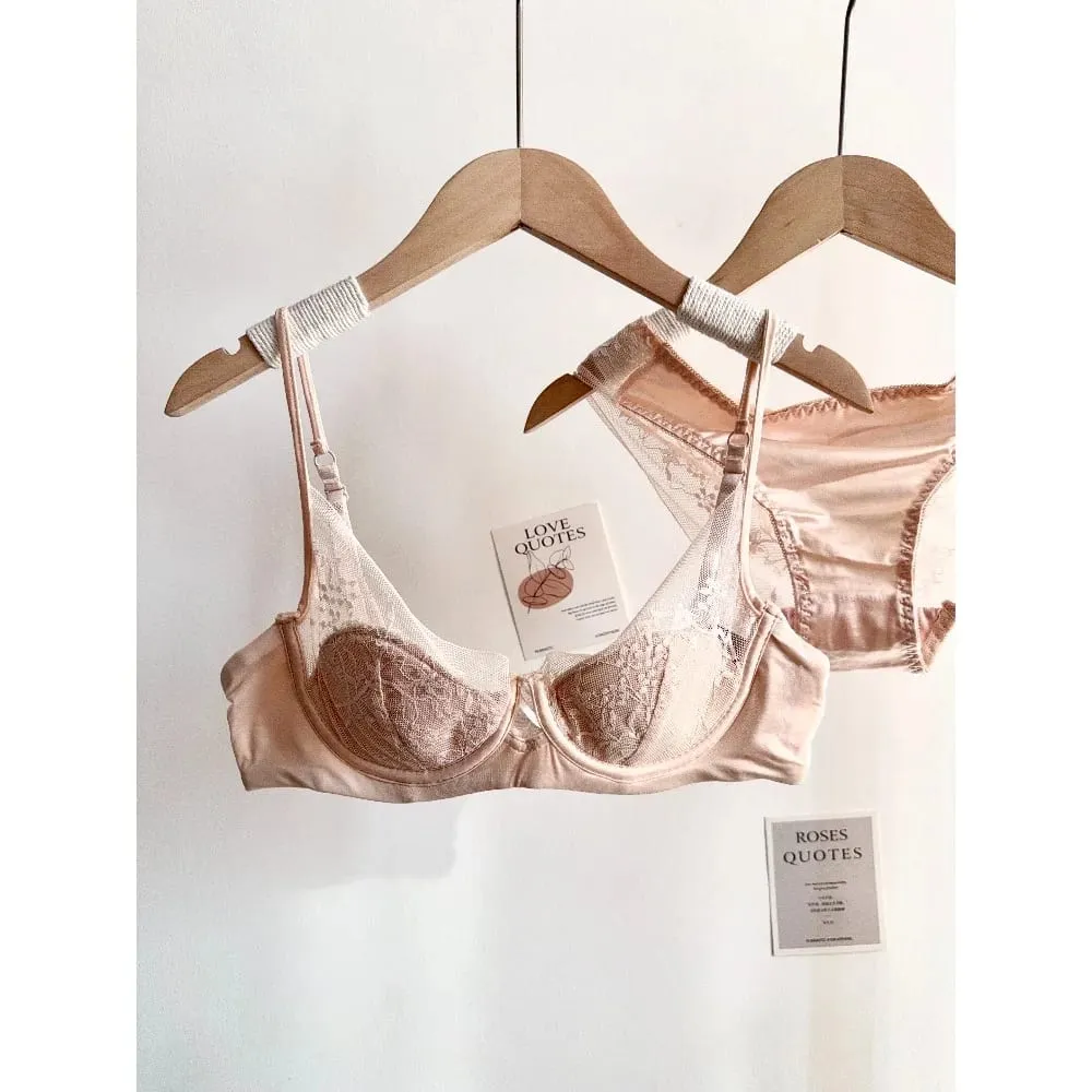 Women Lace Lingerie Set Soft Underwire Thin Cup Push‑Up Bra Panty Kit Comfort Intimates For Small Bust S-XL Daily Wear Underwear — image 6