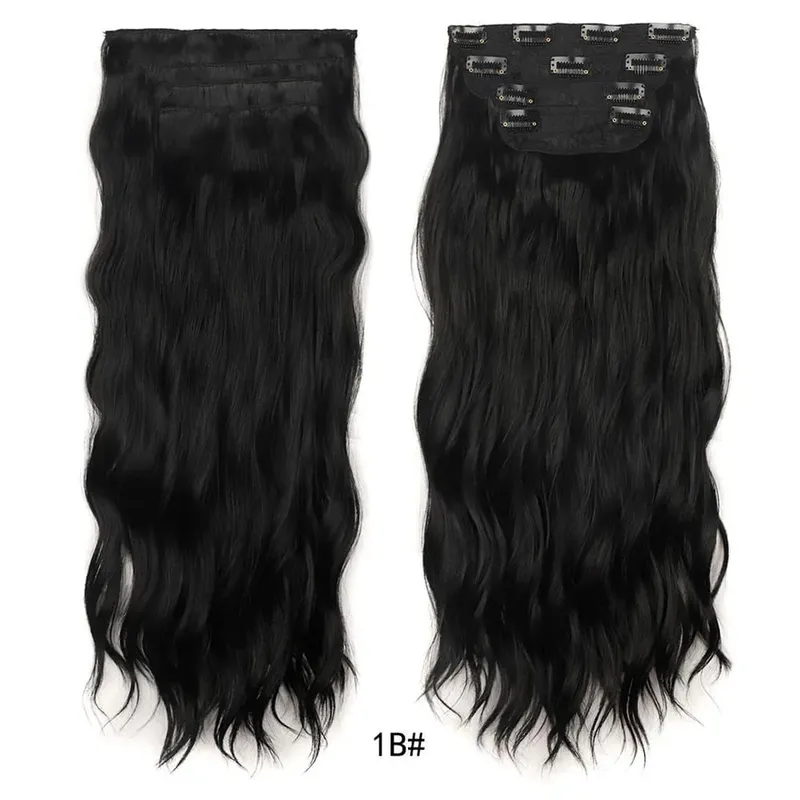 Jeedou Clip in Hair Extensions 4Piece/Set Synthetic Long Wavy Thick Hair Bouncy Curly Full Head Hairpiece Natural Looking — image 14