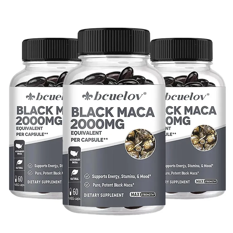 Black Maca Capsules 20000mg - Supports Brain Function Promotes Muscle Growth & Recovery Super Absorption Improve Vitality