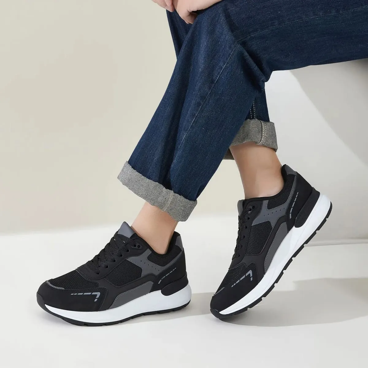 Desai Men's 2026 Autumn Retro Running PU Leather Mesh Sneakers Comfort Lace-up For Daily Commute Outdoor Casual Sneakers Wear — image 5