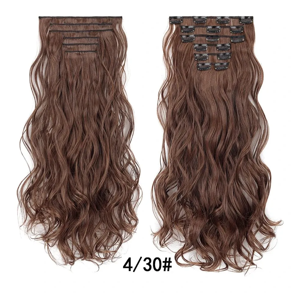 24Inch Clip in Hair Extensions Invisible Synthetic Extension 6PCS Long Straight Heat Resistant Clips on Hairpieces for Women — image 37