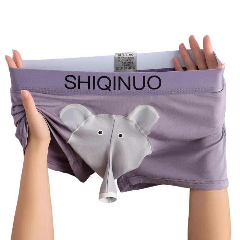 Cueca boxer masculina com estampa de elefante, cueca elástica com cintura 3d, macia, respirável, sono diário, casa, roupa íntima confortável — image 2
